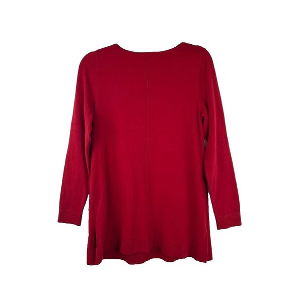 J Jill Women's Medium Red Sweater Long Sleeve Round Neck Pullover - Picture 2 of 11